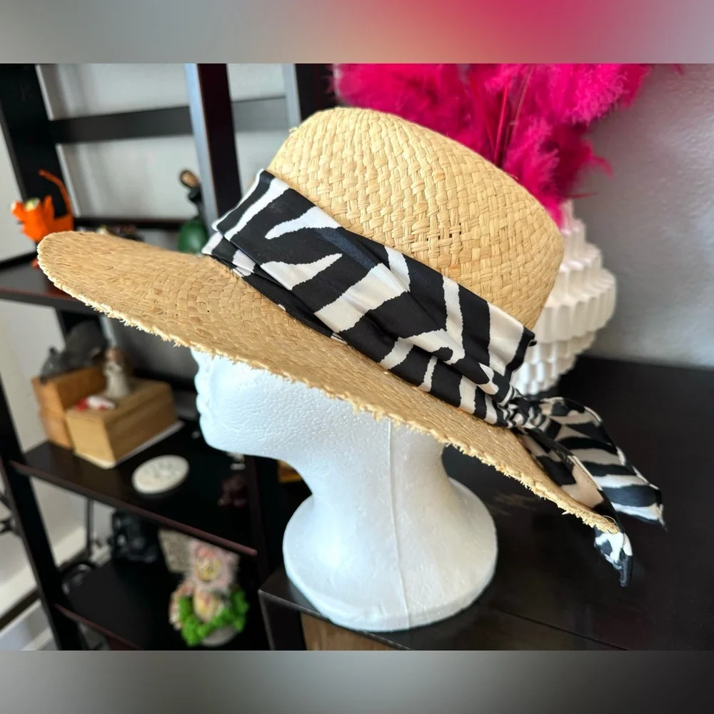 Chapeaus Rio Branco Brazil Straw Hat with Zebra Scarf